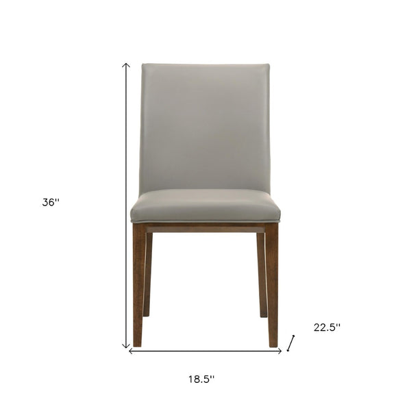HomeRoots Set of Two Gray and Brown Leather Dining Chairs - Rustic Solid Wood Design for Modern Spaces 527893
