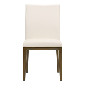 HomeRoots Set of Two Chic White and Brown Leather Dining Side Chairs – Modern Comfort for Any Space 527894