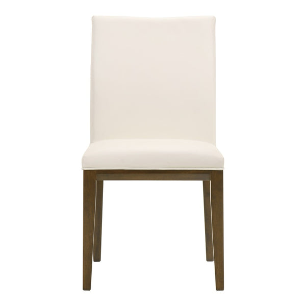 HomeRoots Set of Two Chic White and Brown Leather Dining Side Chairs – Modern Comfort for Any Space 527894