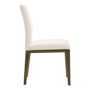 HomeRoots Set of Two Chic White and Brown Leather Dining Side Chairs – Modern Comfort for Any Space 527894