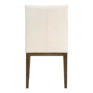 HomeRoots Set of Two Chic White and Brown Leather Dining Side Chairs – Modern Comfort for Any Space 527894