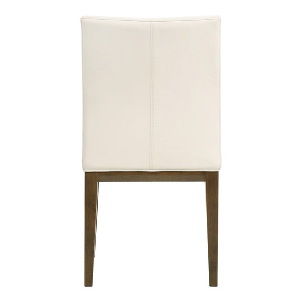 HomeRoots Set of Two Chic White and Brown Leather Dining Side Chairs – Modern Comfort for Any Space 527894