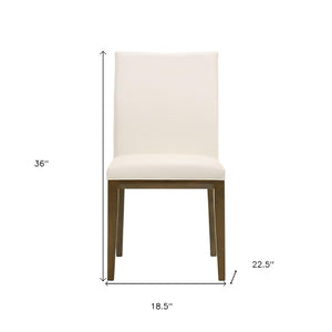 HomeRoots Set of Two Chic White and Brown Leather Dining Side Chairs – Modern Comfort for Any Space 527894