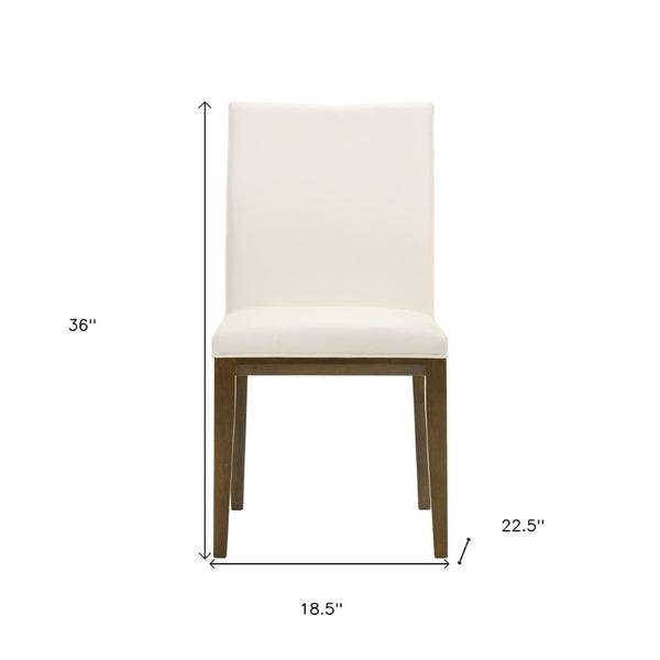 HomeRoots Set of Two Chic White and Brown Leather Dining Side Chairs – Modern Comfort for Any Space 527894