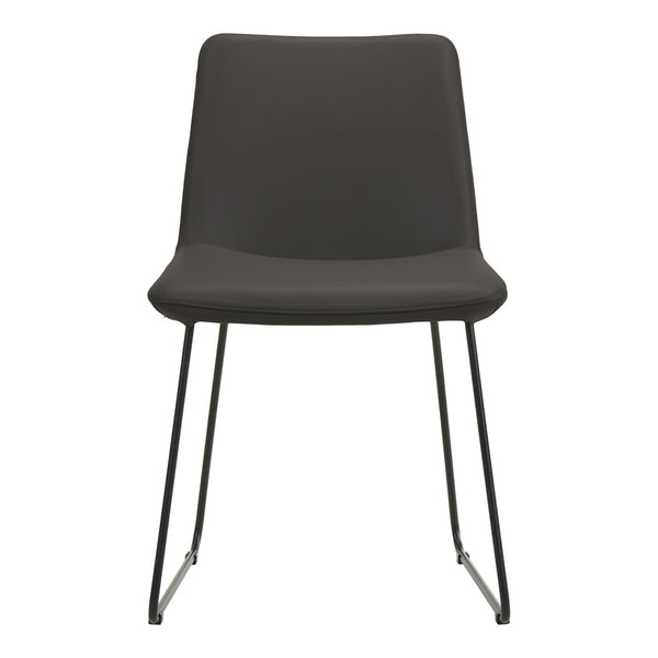 HomeRoots Set of Two Stylish Black Leather & Metal Dining Chairs - Modern Comfort for Any Space! 527895