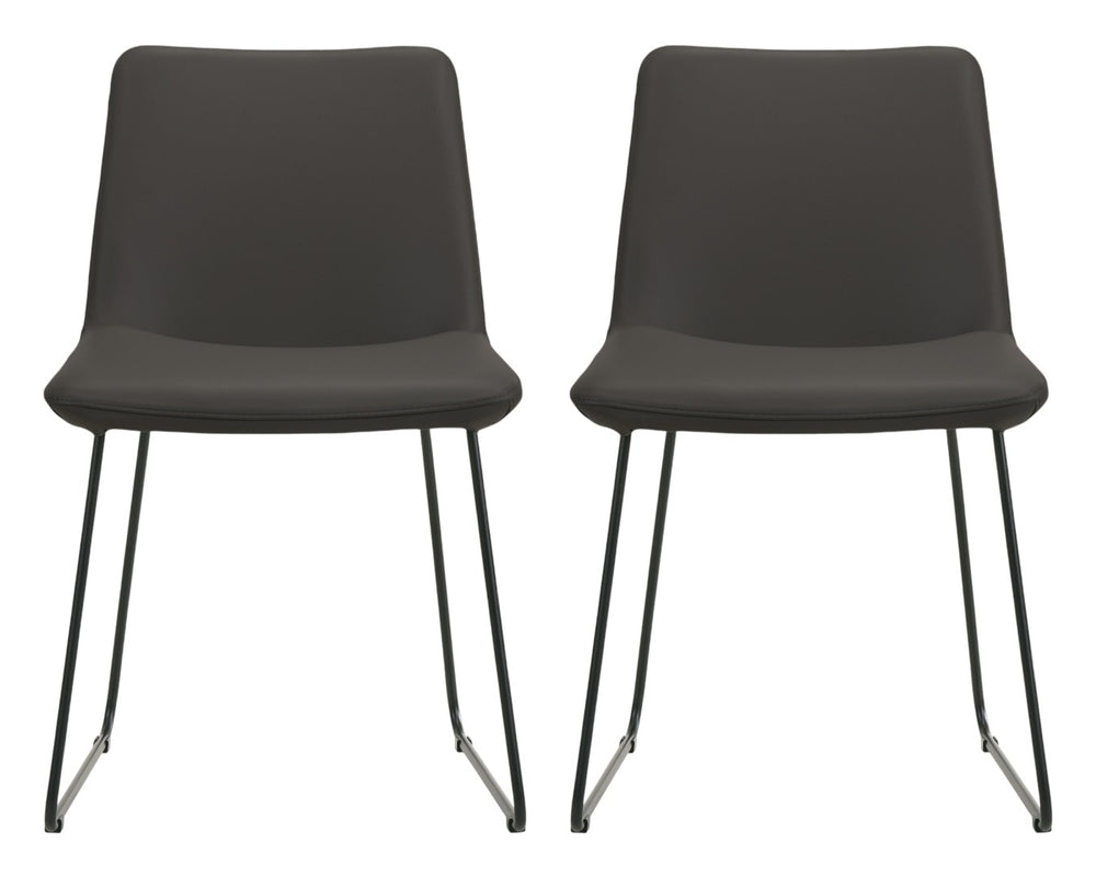 HomeRoots Set of Two Stylish Black Leather & Metal Dining Chairs - Modern Comfort for Any Space! 527895