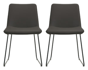 HomeRoots Set of Two Stylish Black Leather & Metal Dining Chairs - Modern Comfort for Any Space! 527895