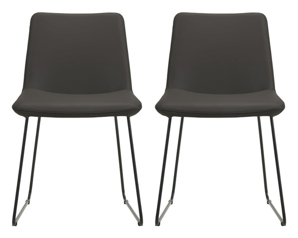 HomeRoots Set of Two Stylish Black Leather & Metal Dining Chairs - Modern Comfort for Any Space! 527895