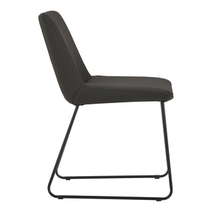 HomeRoots Set of Two Stylish Black Leather & Metal Dining Chairs - Modern Comfort for Any Space! 527895