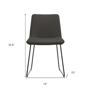 HomeRoots Set of Two Stylish Black Leather & Metal Dining Chairs - Modern Comfort for Any Space! 527895