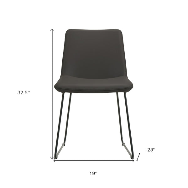 HomeRoots Set of Two Stylish Black Leather & Metal Dining Chairs - Modern Comfort for Any Space! 527895