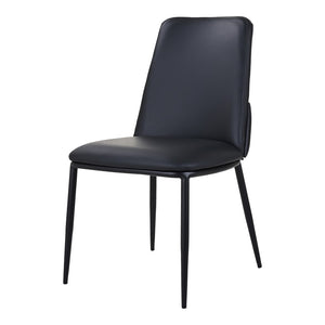 HomeRoots Black Upholstered Leather Dining Side Chair - Modern Design, Ergonomic Comfort, Versatile Accent Seating 527897