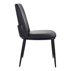 HomeRoots Black Upholstered Leather Dining Side Chair - Modern Design, Ergonomic Comfort, Versatile Accent Seating 527897