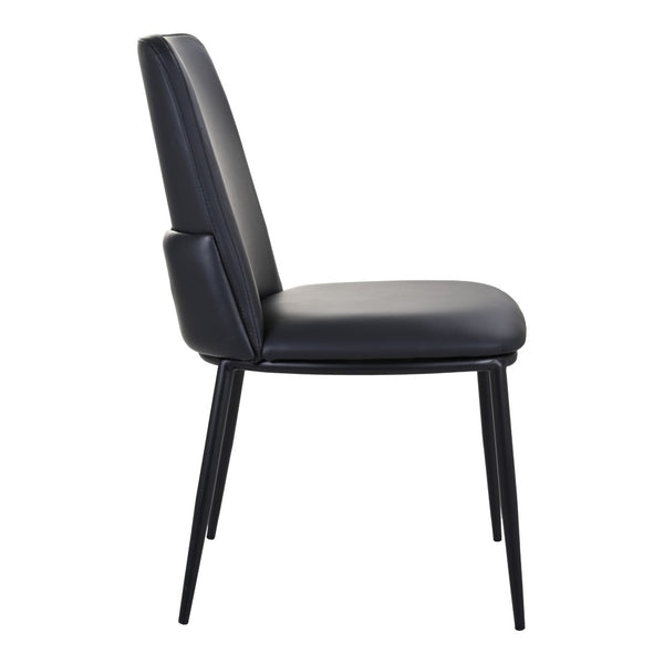 HomeRoots Black Upholstered Leather Dining Side Chair - Modern Design, Ergonomic Comfort, Versatile Accent Seating 527897