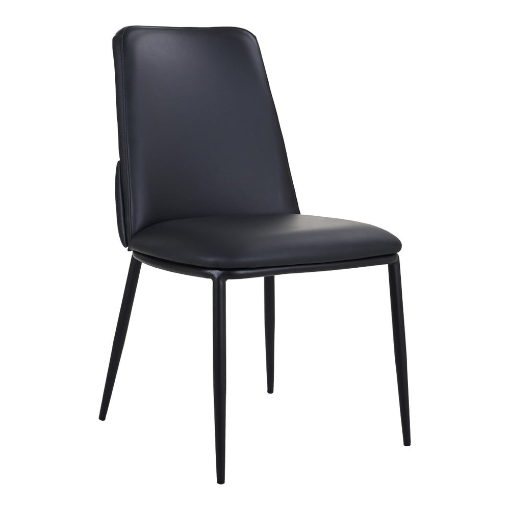HomeRoots Black Upholstered Leather Dining Side Chair - Modern Design, Ergonomic Comfort, Versatile Accent Seating 527897
