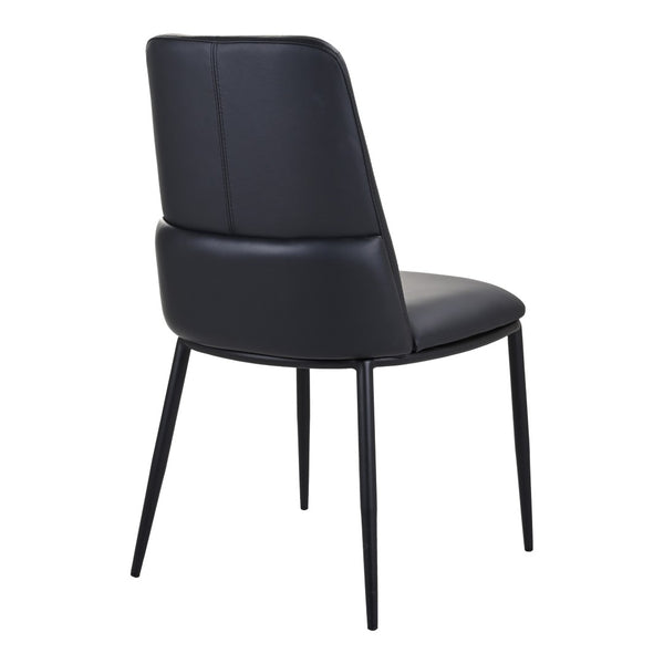 HomeRoots Black Upholstered Leather Dining Side Chair - Modern Design, Ergonomic Comfort, Versatile Accent Seating 527897
