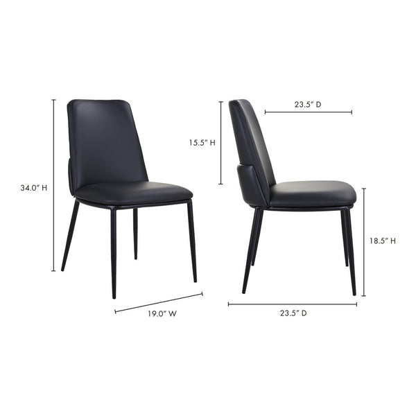 HomeRoots Black Upholstered Leather Dining Side Chair - Modern Design, Ergonomic Comfort, Versatile Accent Seating 527897