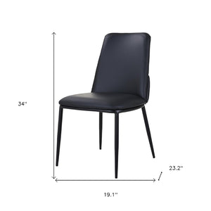 HomeRoots Black Upholstered Leather Dining Side Chair - Modern Design, Ergonomic Comfort, Versatile Accent Seating 527897