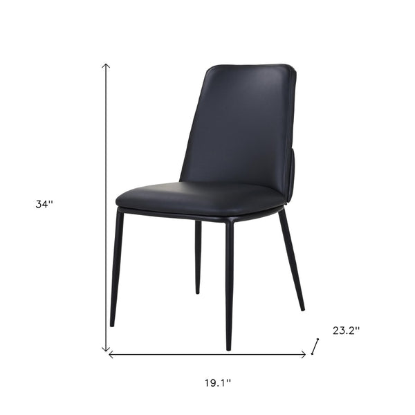 HomeRoots Black Upholstered Leather Dining Side Chair - Modern Design, Ergonomic Comfort, Versatile Accent Seating 527897