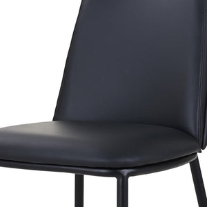 HomeRoots Black Upholstered Leather Dining Side Chair - Modern Design, Ergonomic Comfort, Versatile Accent Seating 527897