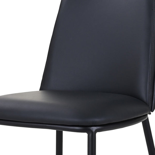 HomeRoots Black Upholstered Leather Dining Side Chair - Modern Design, Ergonomic Comfort, Versatile Accent Seating 527897