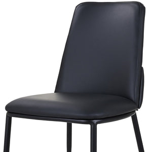 HomeRoots Black Upholstered Leather Dining Side Chair - Modern Design, Ergonomic Comfort, Versatile Accent Seating 527897