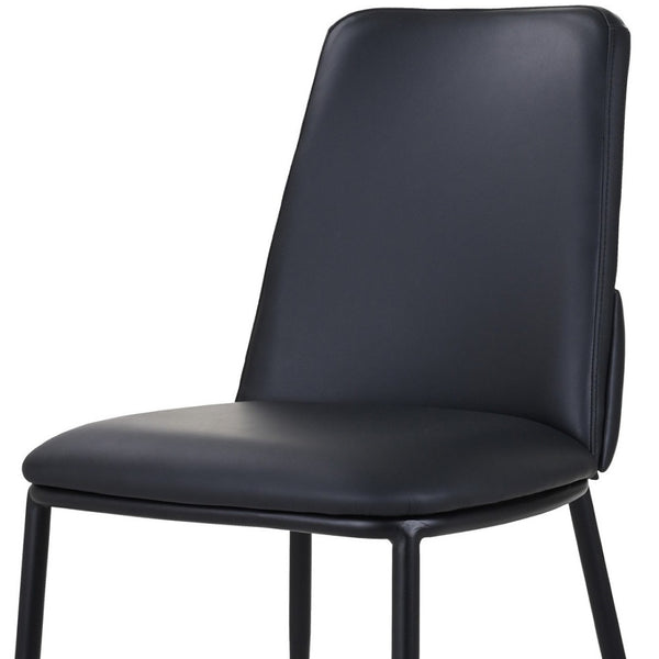 HomeRoots Black Upholstered Leather Dining Side Chair - Modern Design, Ergonomic Comfort, Versatile Accent Seating 527897