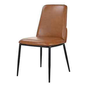 HomeRoots Brown Upholstered Leather Dining Side Chair - Stylish, Comfortable Seating for Modern Spaces & Versatility 527898