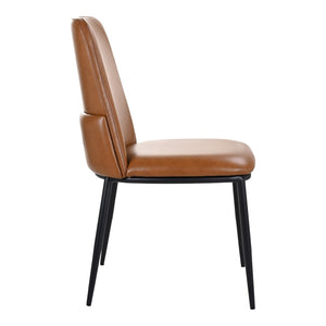 HomeRoots Brown Upholstered Leather Dining Side Chair - Stylish, Comfortable Seating for Modern Spaces & Versatility 527898