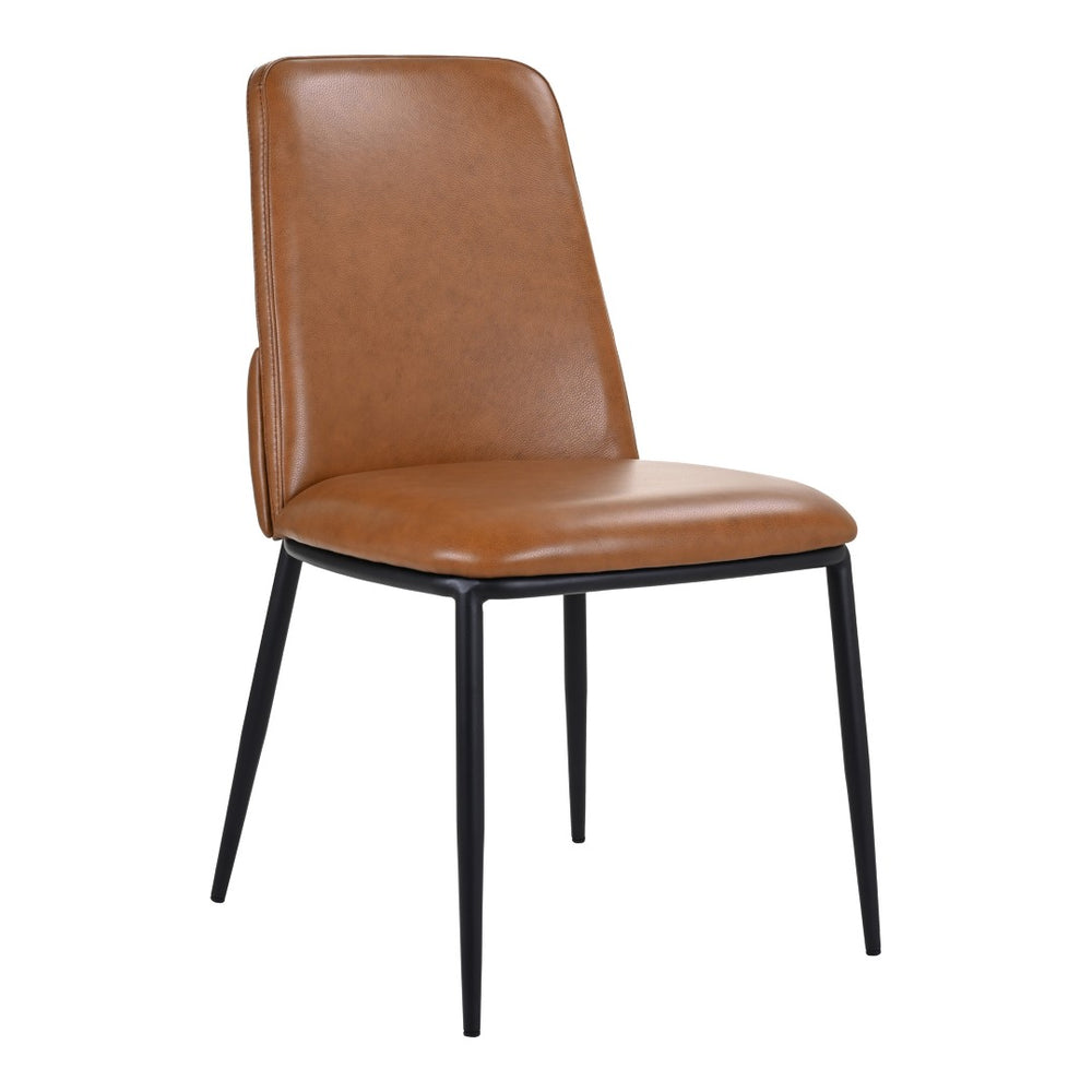 HomeRoots Brown Upholstered Leather Dining Side Chair - Stylish, Comfortable Seating for Modern Spaces & Versatility 527898
