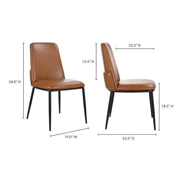 HomeRoots Brown Upholstered Leather Dining Side Chair - Stylish, Comfortable Seating for Modern Spaces & Versatility 527898