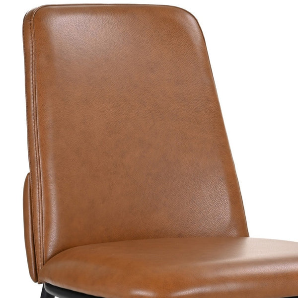 HomeRoots Brown Upholstered Leather Dining Side Chair - Stylish, Comfortable Seating for Modern Spaces & Versatility 527898
