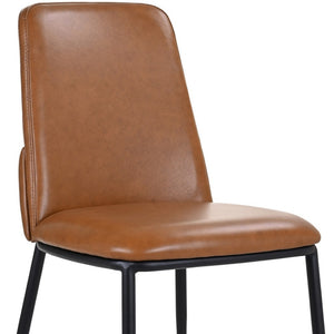 HomeRoots Brown Upholstered Leather Dining Side Chair - Stylish, Comfortable Seating for Modern Spaces & Versatility 527898