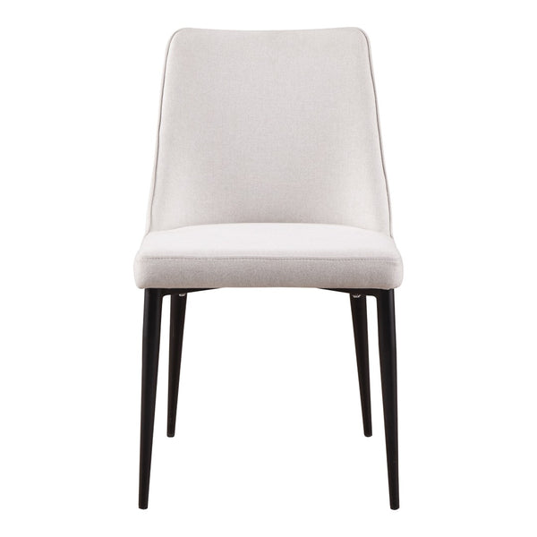 HomeRoots Set of Two Contemporary Cream Upholstered Dining Chairs with Black Legs for Versatile Seating 527899