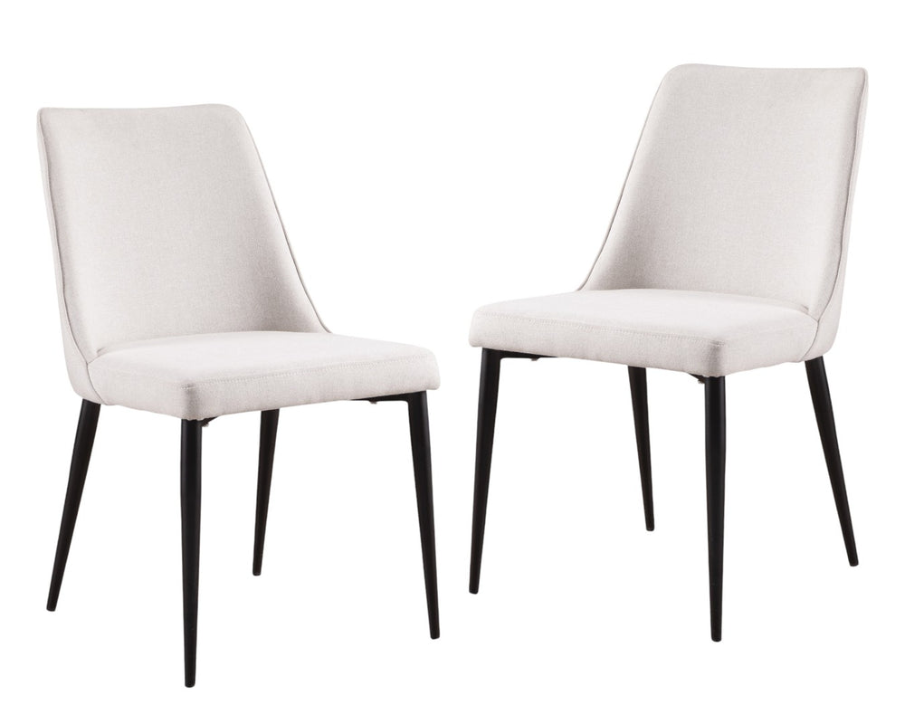 HomeRoots Set of Two Contemporary Cream Upholstered Dining Chairs with Black Legs for Versatile Seating 527899