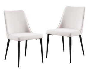 HomeRoots Set of Two Contemporary Cream Upholstered Dining Chairs with Black Legs for Versatile Seating 527899