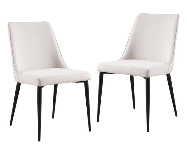 HomeRoots Set of Two Contemporary Cream Upholstered Dining Chairs with Black Legs for Versatile Seating 527899