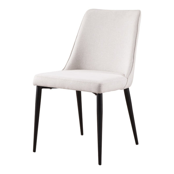 HomeRoots Set of Two Contemporary Cream Upholstered Dining Chairs with Black Legs for Versatile Seating 527899