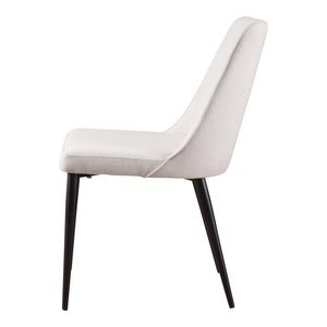 HomeRoots Set of Two Contemporary Cream Upholstered Dining Chairs with Black Legs for Versatile Seating 527899
