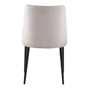HomeRoots Set of Two Contemporary Cream Upholstered Dining Chairs with Black Legs for Versatile Seating 527899