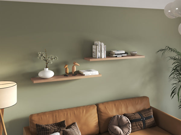 English Elm Ecco Floating Shelves Set of 2 47" — Sleek MDF Wall-Mounted Display with Hidden Brackets for Storage Beige 49 L x 11 W x 4 H B200P286945