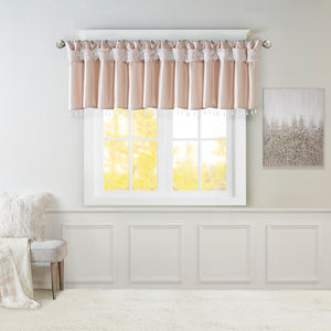 JLA Home Madison Park - Lightweight Faux Silk Valance with Beaded Hem, Lined Twist-Top Drapery for Privacy & Elegance Blush MP41-6325