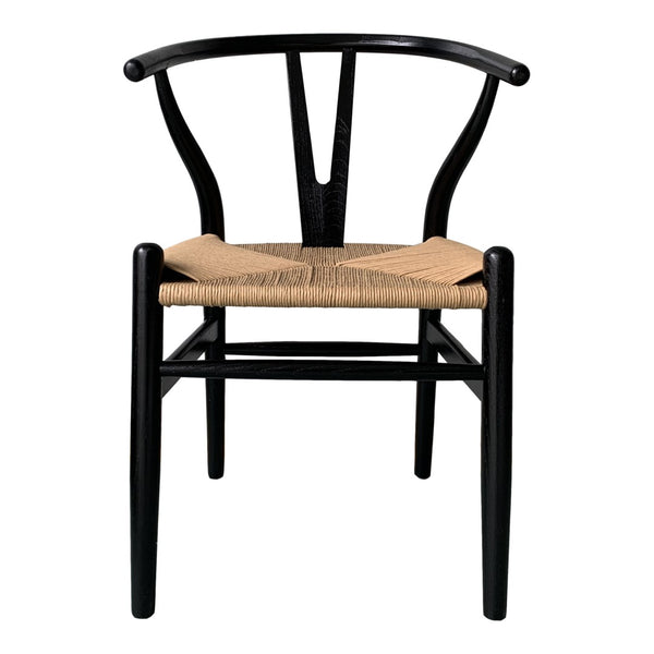 HomeRoots Set of Two Black Solid Wood Wishbone Back Chairs - Stylish Scandinavian Design for Modern Spaces 527901