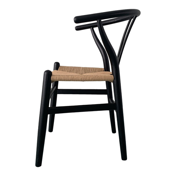 HomeRoots Set of Two Black Solid Wood Wishbone Back Chairs - Stylish Scandinavian Design for Modern Spaces 527901
