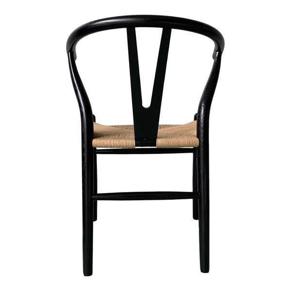 HomeRoots Set of Two Black Solid Wood Wishbone Back Chairs - Stylish Scandinavian Design for Modern Spaces 527901