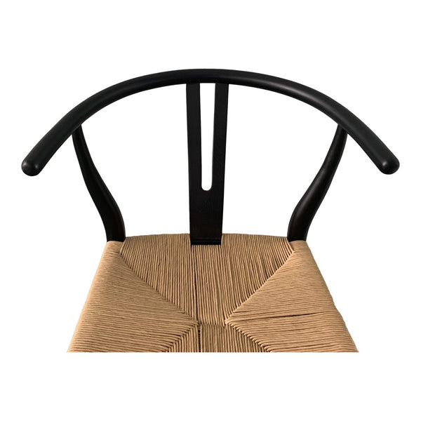 HomeRoots Set of Two Black Solid Wood Wishbone Back Chairs - Stylish Scandinavian Design for Modern Spaces 527901