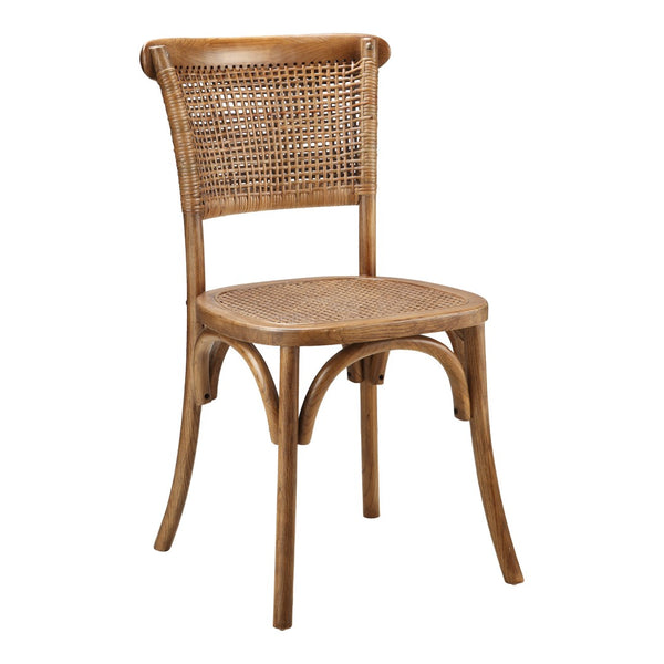 HomeRoots Set of Two Rustic Brown Rattan Dining Side Chairs - Stylish, Versatile, and Durable Seating Solution 527904