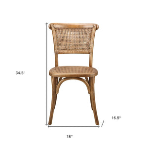 HomeRoots Set of Two Rustic Brown Rattan Dining Side Chairs - Stylish, Versatile, and Durable Seating Solution 527904