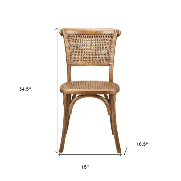 HomeRoots Set of Two Rustic Brown Rattan Dining Side Chairs - Stylish, Versatile, and Durable Seating Solution 527904