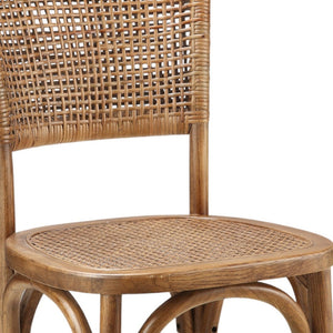 HomeRoots Set of Two Rustic Brown Rattan Dining Side Chairs - Stylish, Versatile, and Durable Seating Solution 527904